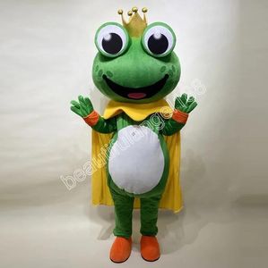 Halloween Crown Frog Mascot Costume Högkvalitativ anpassning av tecknad plysch tand anime temakaraktär vuxen storlek jul karneval fancy klänning
