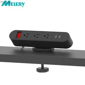 Power Cable Plug US Plug Tabletop USB Socket Desk Edge Clamp On Power Strip Electrical Janpan Sockets 3 Outlet Mexico Table Mountable Home Office YQ240117