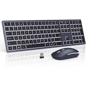 Teclados Backlight Teclado Sem Fio e Mouse Combo 2.4G USB Silencioso Conjunto de Teclado Recarregável Full-Size Slim Teclado Mouse Set J240117