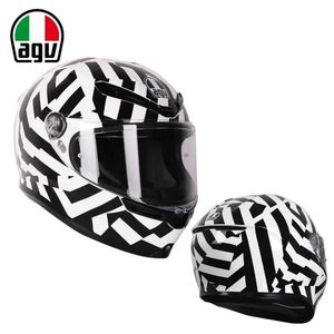 Capacete de motocicleta Full Face Open Agv k de fibra de carbono masculino Four Seasons Motociclismo Capacete completo anti nevoeiro Capacete de segurança de verão preto fosco ASEI