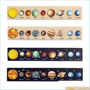 Puzzle in legno del sistema solare per bambini Gioco da tavolo per bambini Ragazzi Ragazze Regali Apprendimento educativo 8 pianeti Consegna a goccia in legno Dhuyt