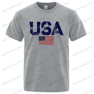 Erkek Tişörtler Vintage USA Flag Street Baskı Kadınlar Erkek Tişörtler Moda Hip Hop Tshirt Yaz Gündelik Pamuk Üstleri Artı Beden Nefes Alabilir Tee 2023 T240117