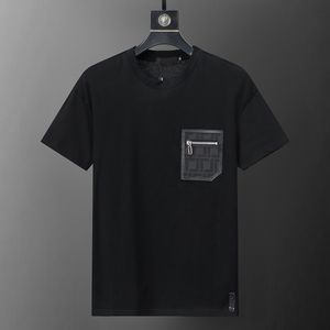 Novo fio duplo de algodão puro de mangas curtas de verão masculino de camiseta solta moda de manga curta Camiseta de letra de luxo M-3xl