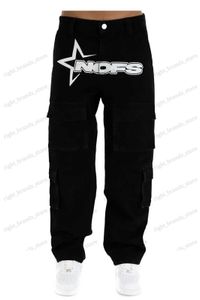 Jeans masculinos carga y2k estilo macacão preto para mulheres fotografia de rua solto e confortável o planeta calças streetwear roupas t240117