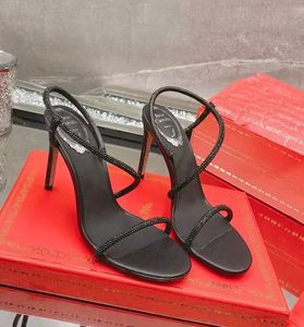 Summer Luksusowa marka Renecaovilla irina Sandals Buty Glitter Solees Kobiety Kryształ Strappy Lady Sexy Heel Białe czarne zielone impreza Wesele Sexy Walking EU35-43