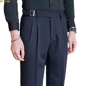 Navy Mens Suit Pants White Black Byxor Gray Khaki Pantalones Hombre Fashion Slim Male Pant 28 29 30 31 32 33 34 36 240117