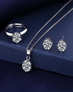 Solitaire Moissanite Diamond Jewelry Set 925 Sterling Silver Party Rings Necklace for Women Bridal Sets Jewelry4709196