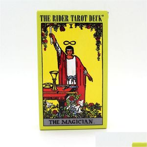 Kart Oyunları Rider Tarot Güverte Tahtası Oyunu 78ADD2 PCS/Set Tasarım Kartları Aile Arkadaşları İçin İngilizce Baskı Teslimat Oyuncak Hediyeleri Pu OTonp