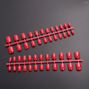 Unhas Falsas 120 Pcs / 5 Folhas Mulheres Dicas de Unhas Patch Multi-Tamanho Cor Sólida Falso Longo Capa Completa para Salão de Beleza Casa Manicure (Vermelho