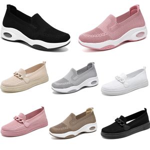 2024 Kvinnor Skor Vandring Running Soft Casual Flat Shoes Mångsidiga svarta vita tränare Tjock botten stor storlek 36-41 GAI