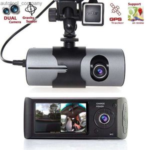 Novo carro hd dvr lente dupla câmera gps traço cam retrovisor gravador de vídeo registrador automático g-sensor dvrs x3000 r300