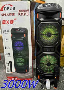 Alto-falantes portáteis duplos de 8 polegadas P.M.P.O 3000W Super Large Outdoor Bluetooth Speaker Karaokê Party Box Coluna de subwoofer sem fio portátil com microfone J240117