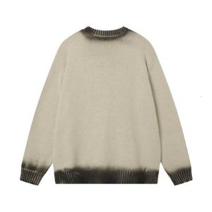 Designer kvinnors tröjor 24aw hög version B Family Autumnwinter Ny unisex parstil målad rund hals stickad tröja 3zku