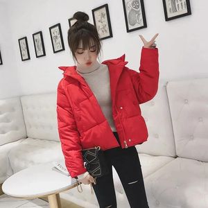 Damen-Trenchcoats mit Kapuze, kurze Parkas, Streetwear, abgeschnitten, koreanische dicke warme Pufferjacke, Winter-Baumwoll-gepolsterte Oberbekleidung