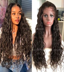 10A Grade Lace Frontal Wig Long Parting Preplucked Hairline Virgin Brazilian Human Hair Wigs Natural Wave for Black Wome2074616