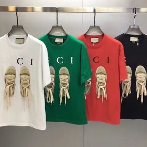Męska koszulka luksusowe bawełniane sznurówki g-litera europejski sportowy wzór butów drukowane mężczyźni kobiety okrągły szyję klasyczny koszulka UCCI Designer