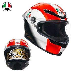 Capacete de motocicleta Agv aberto de rosto inteiro Ks Capacete completo Four Seasons masculino e feminino para ciclismo de motocicleta com cobertura completa Capacete de corrida antiembaçante leve VUZQ