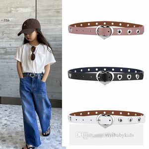 Fashion Kids metals needle buckle belt children hollow love heart PU leather belts boys pants waistband girls waist strap 80-100cm Z6761