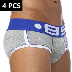 Cuecas 4pcs cuecas masculinas roupa interior respirável algodão sexy gay spandex cueca hombr homens