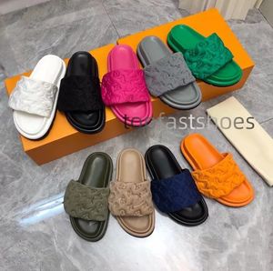 Piscina travesseiro mules sandálias femininas verão sandália plana conforto mules acolchoado cinta frontal chinelos elegante fácil de usar estilo feminino slides sapatos