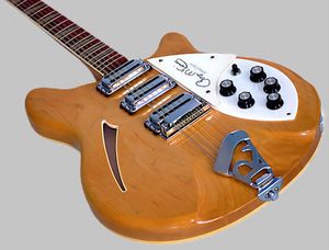 Roger McGuinn 370 12 스트링 보드 Glo Natural Semi-Hollow Jazz Electric Guitar Gloss Painted Pingerboard, 3 픽업, 임베디드 삼각형