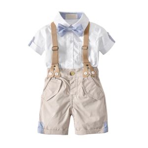 Set di abbigliamento per neonati Camicia per ragazzi Bretelle Kit per pantaloncini con papillon Pantaloncini estivi in cotone per gentiluomini Abiti ZZ