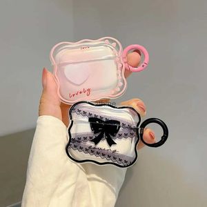 Custodie per cellulari Corea Ins Wave Bow Love Heart Custodia trasparente per auricolari per AirPods 1 2 Pro 2a custodia Portachiavi Cute Fashion Cover per AirPods 3 YQ240117