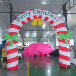 8m-26ft wide Free Ship Outdoor Activities 4m attractive Christmas inflatable candy arch door with LED lighting for sale