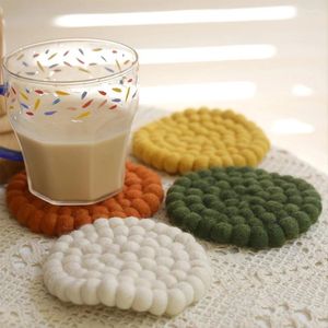 Table Mats Handmade Wool Felt For Coffee Round Insulation Drink Coasters Heat Proof Mat Absorbent Household