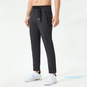 Lu homens jogger calças compridas esporte yoga outfit ginásio bolsos com zíper sweatpants jogging calças dos homens com blet casual cintura elástica fitness