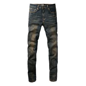 Men's Jeans American Style High Street Black Cat Needs to Be Washed and Distressed Jeans 8831