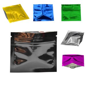 200pcs/Lot 7.5*6cm Black Glossy Aluminum Foil Zip Lock Bag Coffee Pearl Package Bag Capsule Smell Proof Storage Mylar Packing Pouch LL