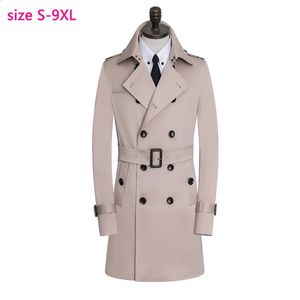 Ankomst mode Autumn Winter Men Windbreaker Long Style Double Breasted Fashion Casual Coat High Quality Plus Size S-8XL9XL 240117