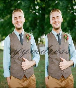 New Style Brown Wool Groom Vests Custom Made Formal Groom039s Suit Vest Slim Fit Wedding Waistcoat For Men Groom Wear6043115