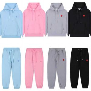 Designer Amis Hoodie Tracksuit Suéter Bordado A-Palavra Vermelho Amor Fino Pescoço Redondo Pulôver Casal Paris Moletom Suéter de Manga Longa Terno Esportivo TFA