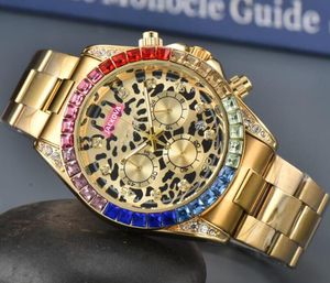 Popolare uomo con diamanti colorati anello quadrante stellato brillante orologio movimento al quarzo orologio maschile cronografo multifunzione quadranti secondari lavoro famoso orologio da polso regali