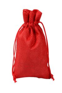 7x9cm 9x12cm 10x15cm 13x18cm red Mini Pouch Jute Bag Linen Hemp Jewelry Gift Pouch drawstring Bags For Wedding favorsbeads1223327