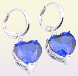 10prs Luckyshine 브랜드 새로운 여성 Dangle Earrings Heartshaped Blue Topaz Gems Silver Zircon Earrings Jewellery225501433354