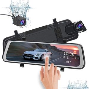 CAR DVRS 10 بوصة 2.5K CAR DVR عكس العرض الخلفي مرآة مسجل فيديو مزدوج مع النسخ الاحتياطي رؤية ليلية DASH CAMCORDERS 32GB MICRO SD DH3IT