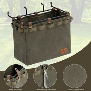 Camping Table Side Storage Bag Multifunctional Folding Canvas with Hook Outdoor Picnic Desk Cookware Hanging Large Capacity 240117