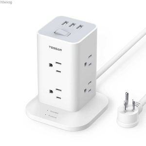 Power Cable Plug Tessan 1700 Joules Surge Protector Power Strip med 8 AC Outlets 3 USB -portar Flera uttag Power Strip med 6ft/1,8 m kabel YQ240117