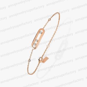 Designer Messik S925 Silber Charm-Armbänder für Damen, 18 Karat Roségold, geometrischer Diamant-Schiebediamant, drei Diamant-Persönlichkeitsschmuck, luxuriöses Geschenk