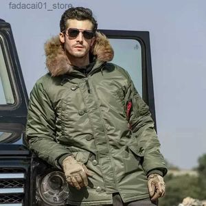 Herren Daunenparkas Neue Winter N3B Pufferjacke Männer Lange Kanada Mantel Militär Pelz Kapuze Warmer Graben Tarnung Taktischer Bomber Armee Koreanischer Parka Q240117