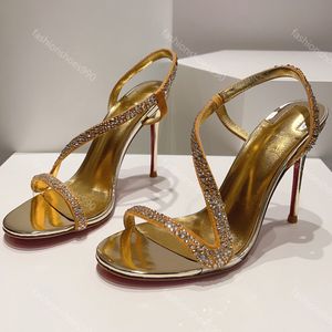 Sandals Famous Designer Women Dress Shoes Suede Rhinestone 8cm 10cm High heels Wedding Evening Party Sexy Real leather sole Sandal 34-43 With Box factory footwear 10A