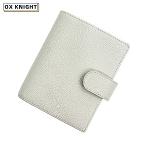 Ox Knight A7 Notebook Cover Pebbled Grain Leather Student Planner med 19-25 mm utbytbara silverringar Office School Supplies 240116