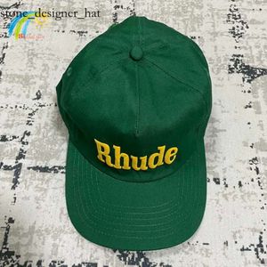 Rhude Caps Designer Rhude Hut Ballhut Lässige breite Krempe Outdoor-Sonnenschutz-Baseballkappe Herren und Damen Hochwertige Streetwear Grün Blau Rhude Einstellbar 3753