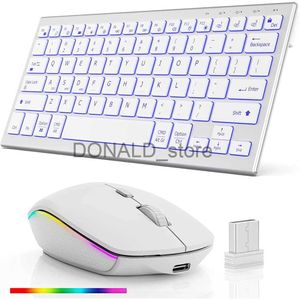 Tastiere Tastiera wireless Mouse Combo Tastiera e mouse retroilluminati ultra sottili Tastiera Bluetooth ricaricabile USB multi-dispositivo 2.4G J240117