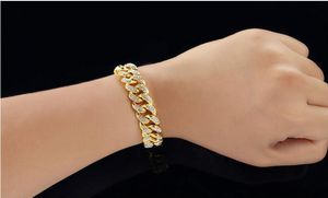 Mens Hip Hop Gold Bracelets Simulated Diamond Bracelets Jewelry Fashion Iced Out Miami Cuban Link Chain Bracelet5017013