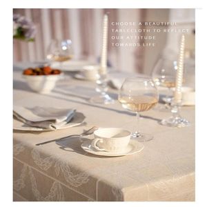 Pano de mesa 2024 American Light Luxury Retro Algodão e Jacquard Chá High Grade Refeição Tecido Arte