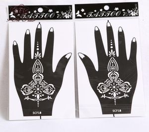 Whole10 Pair 20pcs Henna Hand Tattoo StencilFlower Glitter Airbrush Mehndi Henna Tattoo Stencils Templates For Body Paint 6412258